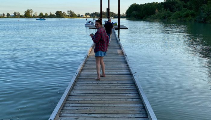 Taking a walk down the pier at the Deas Island Park